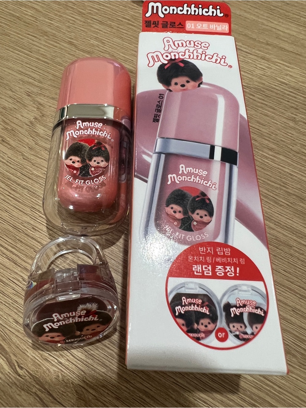 Amuse Monchhichi Jelly-Fit Lip Gloss — Soft Peach Pink